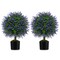 Purple Artificial Topiary Trees Set of 2 with Leaves and Cement Base